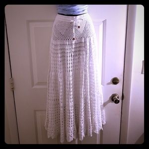 White Crochet Lined Skirt